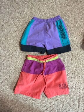 Kids Colorblock Shorts Duo — Purple/Teal & Coral/Purple